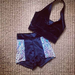 Velvet halter top and booty shorts aerial trapeze pole festival dance rave