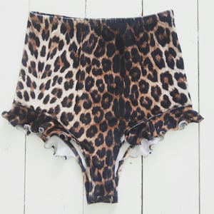 Leopard print velvet bikini shorts pole festival rave high waist