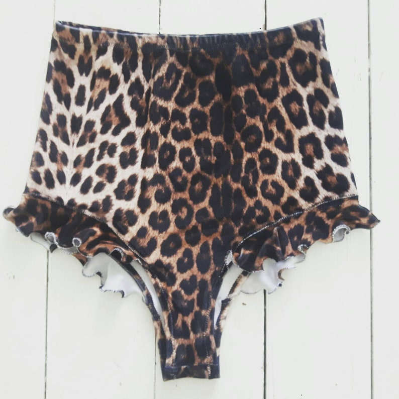 Leopard print velvet bikini shorts pole festival rave high waist image 1