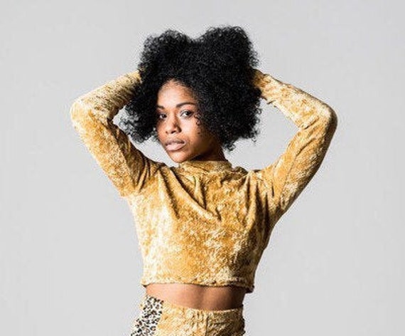 Crushed Velvet Long Sleeve High Neck 