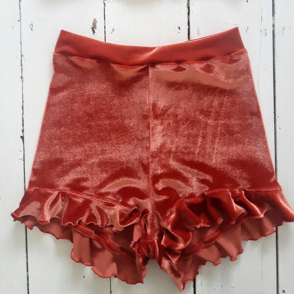 High waisted velvet frilly shorts many colours