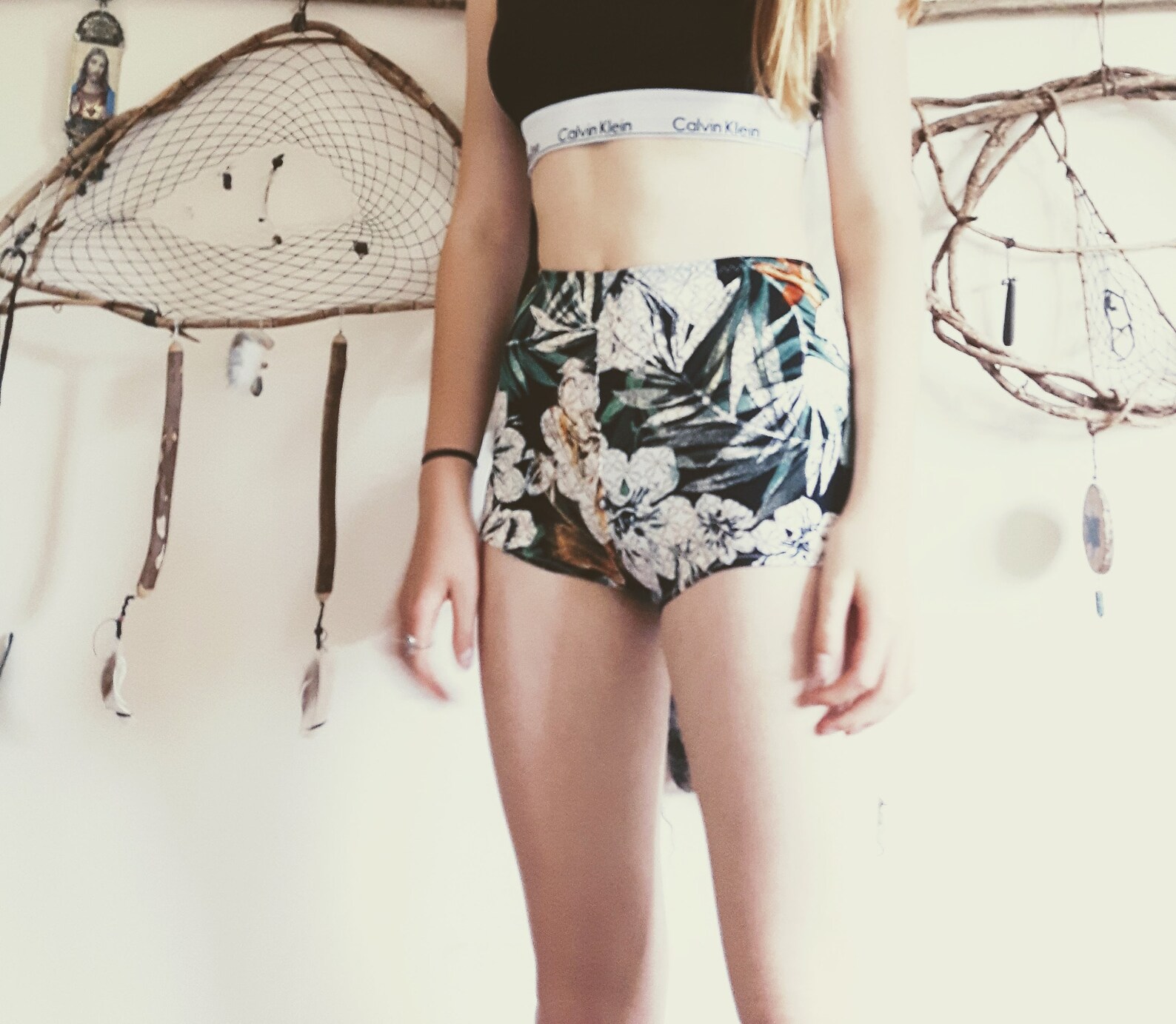 Tropical print high waisted shorts bikini bottoms Etsy