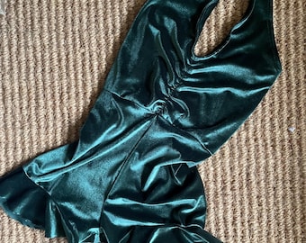 green velvet halter neck bodysuit