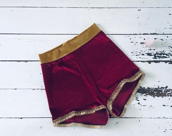 High waist velvet shorts trapeze vintage circus