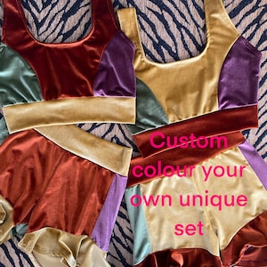 Velvet ruffle shorts and vest top aerial festival pole