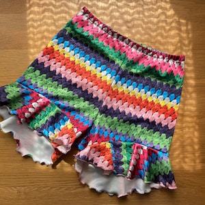 crochet print high waist ruffle booty shorts bikini dance