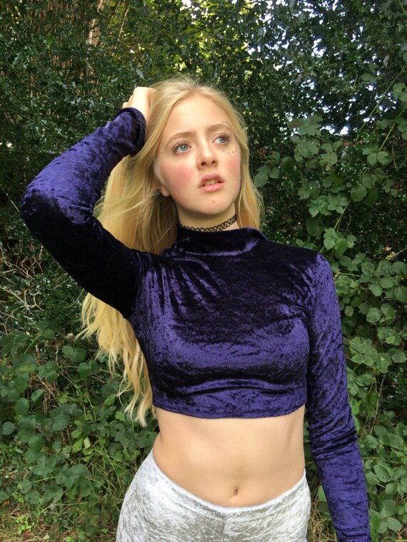 gold velvet crop top
