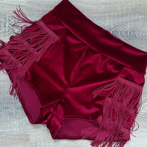 fringed velvet booty shorts hot pants