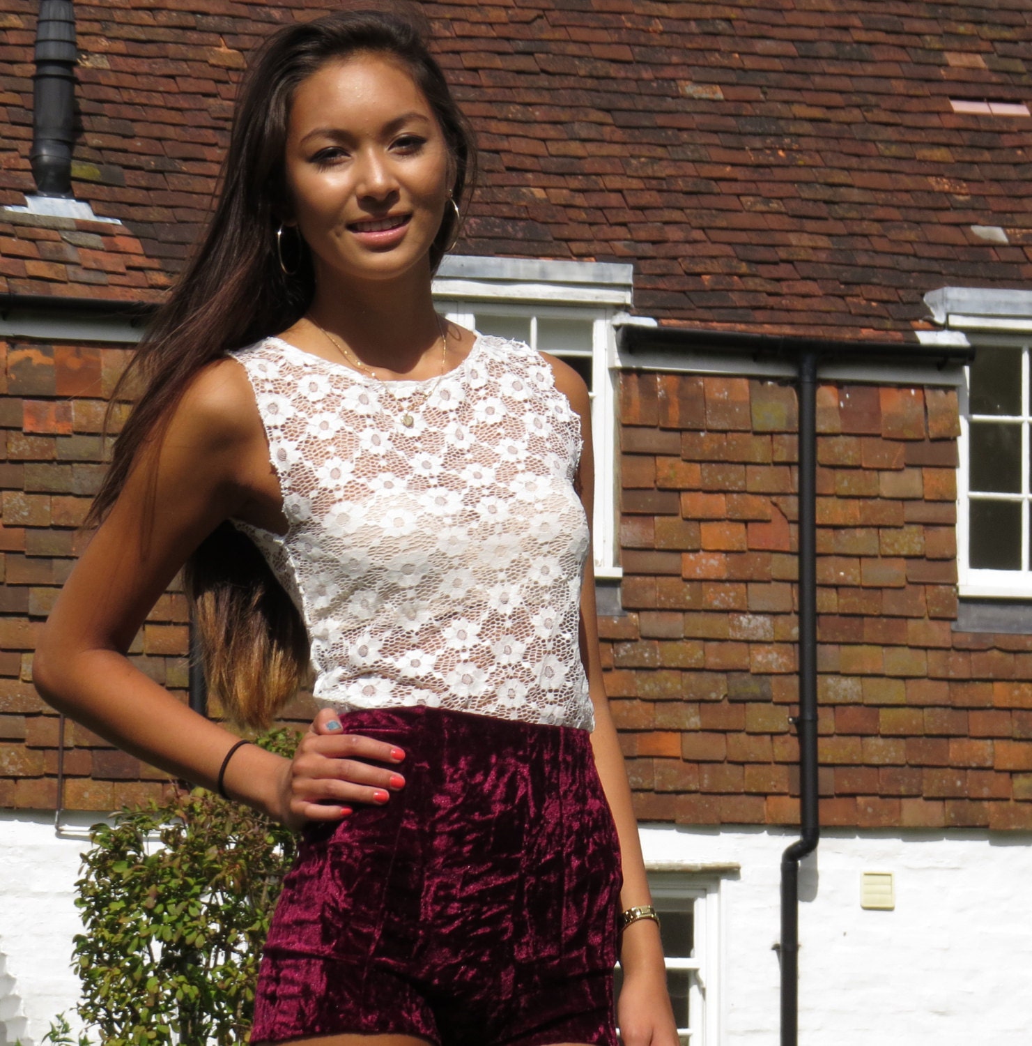 Wine Red Crushed Velvet Shorts High Waisted Hot Pants - Etsy