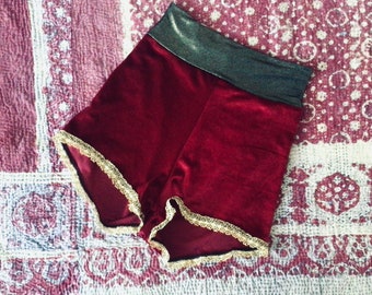 Velvet high waist circus shorts aerial trapeze costume