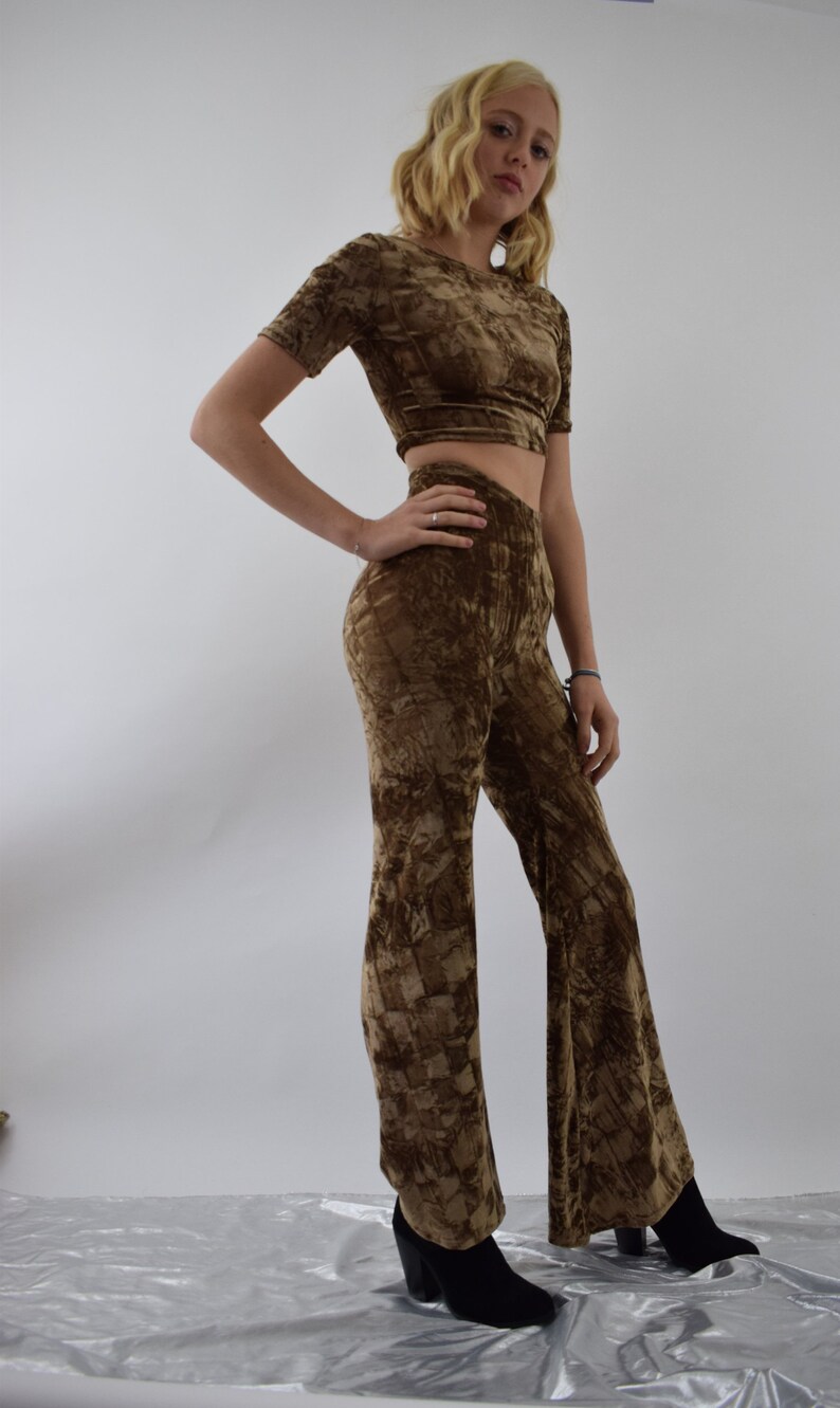 high waisted gold button trousers