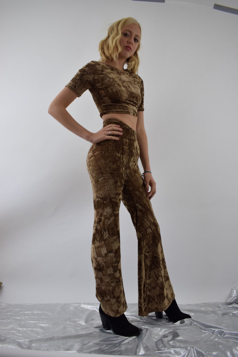 Boodwah Velvet Crop Top Flared Pants Co Ord Festival Boho | Etsy