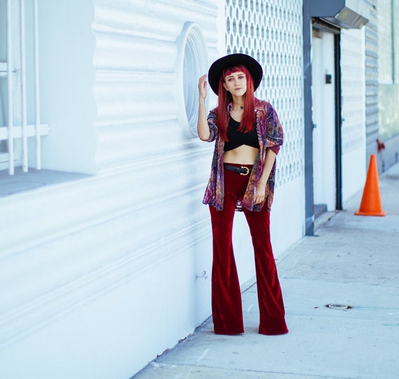 Velvet Bell Bottom Flares High Waist Velvet Flare Hippy Velvet Bell Bottom Flares High Waist Velvet Flare Hippy