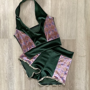 Velvet shorts set halter top festival circus pole aerial