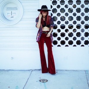 High waist velvet flares bell bottoms hippy pants velvet trousers hippy festival image 3