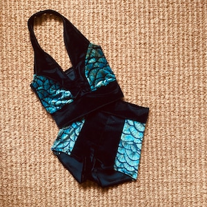 Velvet dragon scale shorts and crop top set festival pole aerial