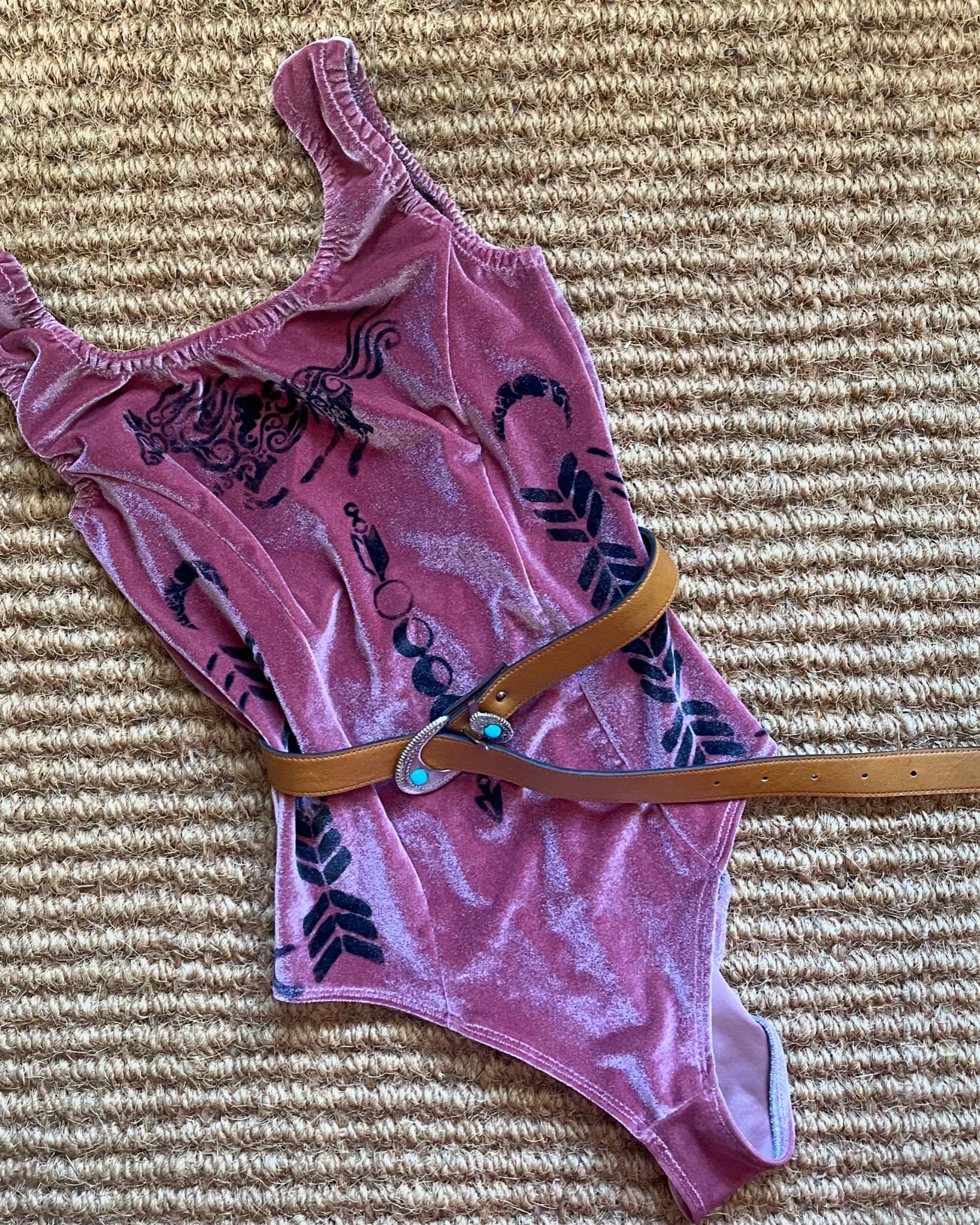 western horse print bodysuit velvet cowgirl