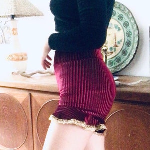High waist velvet shorts in wine stripe high waist circus costume
