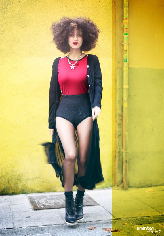 black high waisted knicker shorts