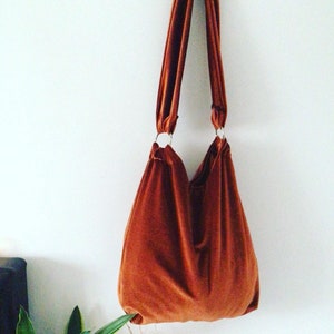 Velvet slouchy shoulder bag boho tote bag