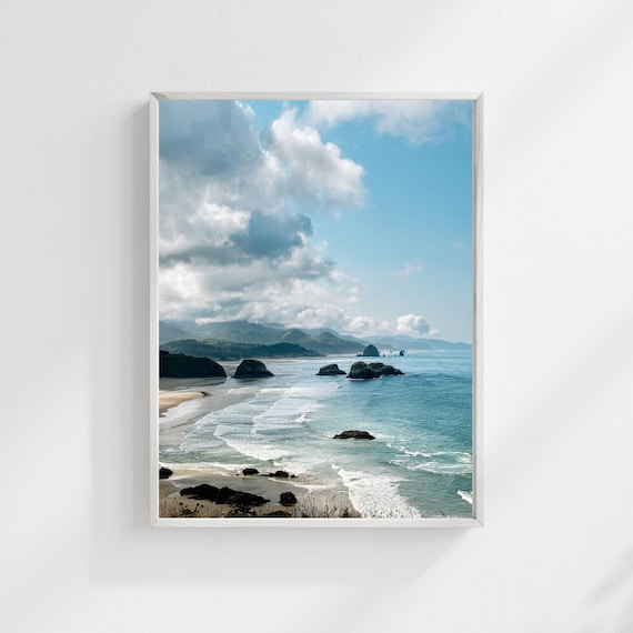 OREGON COAST | Photography Wall Art Print | Blue Rocky Beach