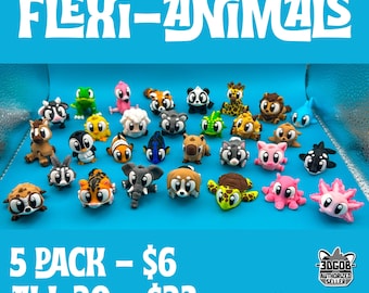 3D Printed Flexi Animals – Wiggling Fidget Toys, Party Favors, Kids Gifts