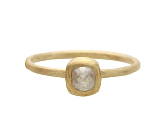 Gray diamond ring. Rose cut. Engagement. 18k. Degas