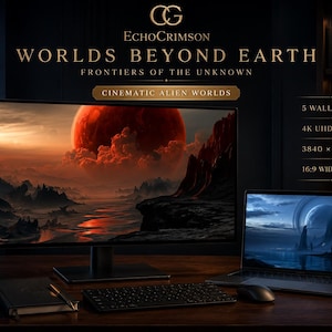 Worlds Beyond Earth 4K Desktop Wallpapers, Sci Fi Gaming Wallpaper Bundle, Alien Planet Fantasy Landscapes, PC Background Set