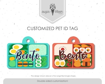 Bento Box Pet ID Tag, Japanese Food Dog Tag, Sushi Themed Name Tag, Cute Kawaii Pet Tag, Personalized Cat Tag, Custom Metal Double-Sided Tag
