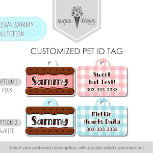 Ice Cream Sandwich Pet ID Tag, Dessert-Themed Custom Name Tag, Personalized Dog Tag, Cute Summer Pet Tag, Metal Cat Tag, Double-Sided
