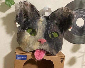 Máscara de gato therian de carey MQ-HQ con lengüeta desmontable