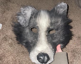 Máscara de border collie therian de piel sintética de alta calidad