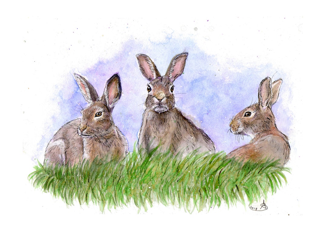 Rabbits Print - Etsy