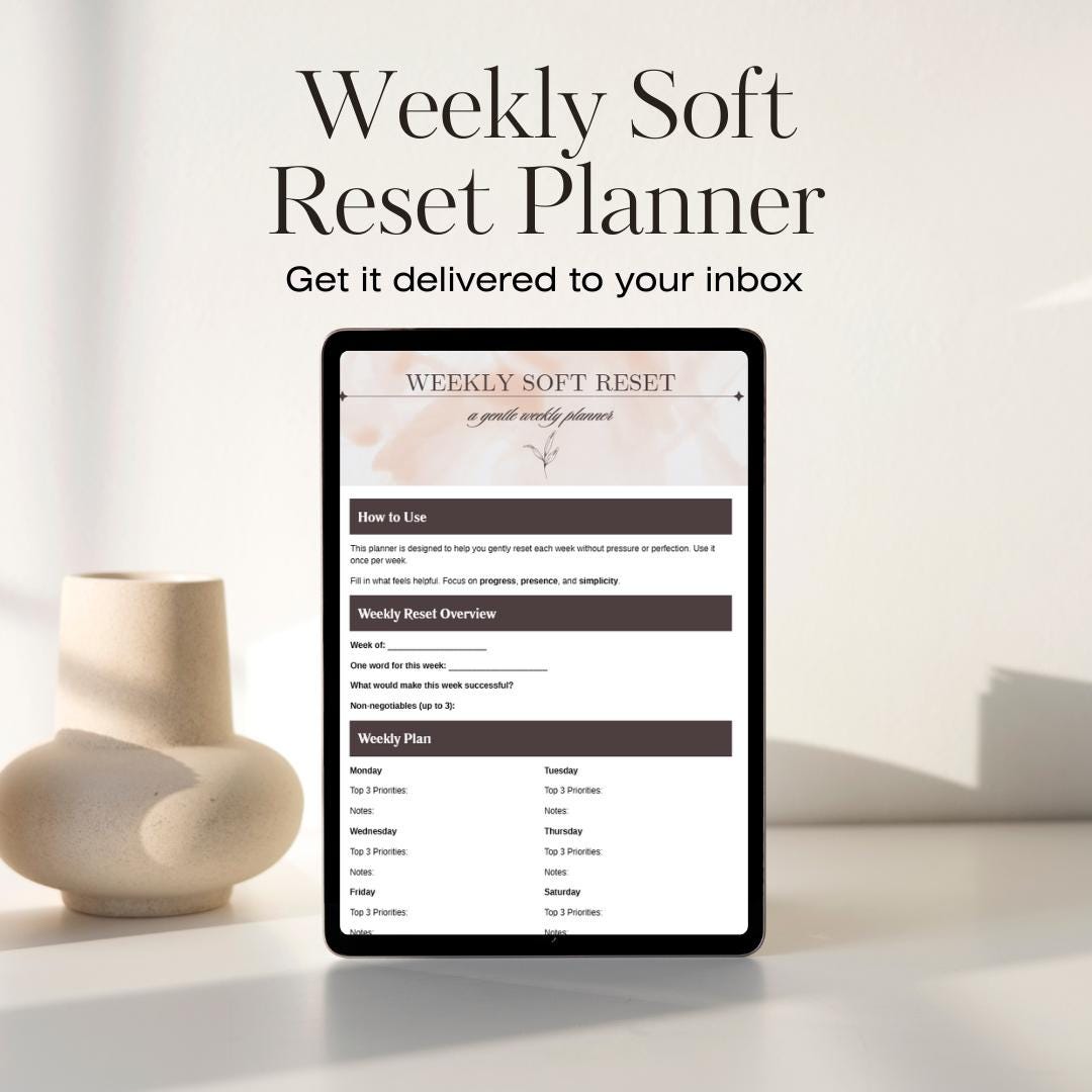 Weekly Soft Reset Planner | Digital Planner for Calm, Intentional ...