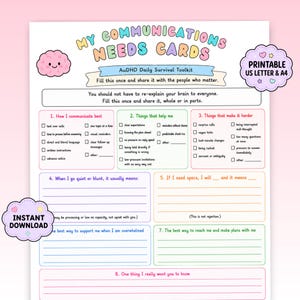 AuDHD Communication Needs Card | Printable Relationship Toolkit (Digital Download)