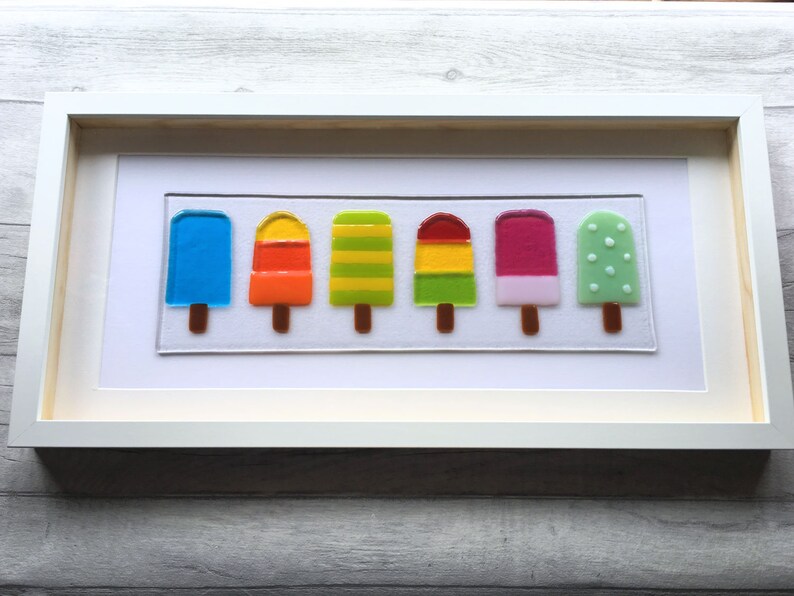 Fused Glass Ice Lolly Art Picture Quirky and Colourful Etsy