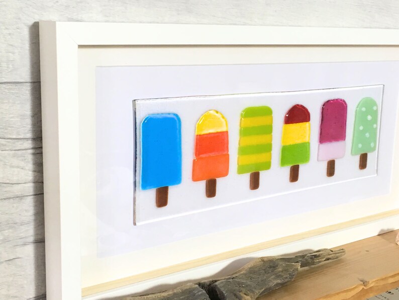 Fused Glass Ice Lolly Art Picture Quirky and Colourful Etsy