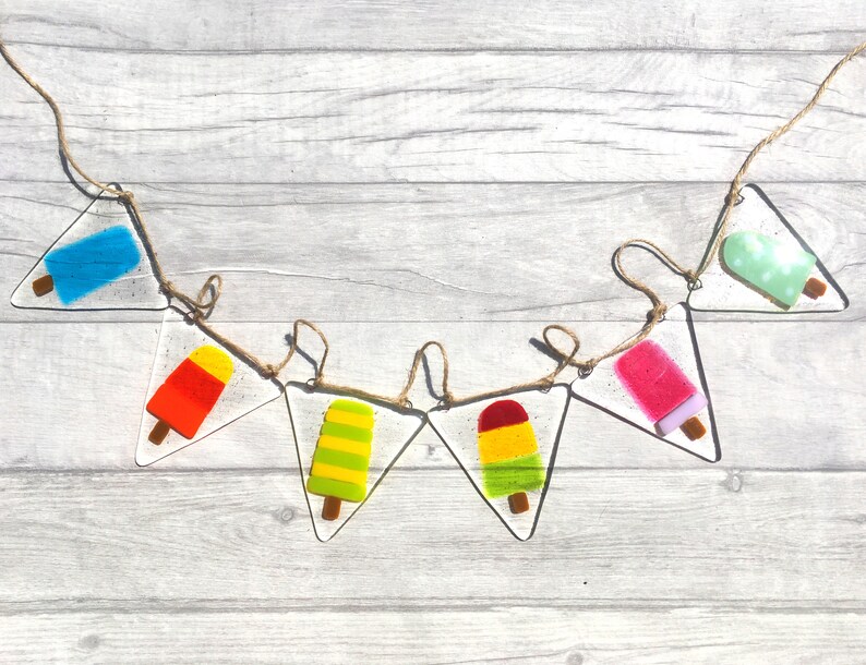 Ice Lolly Bunting Fused Glass Art Beach Decor Ice Lolly Etsy