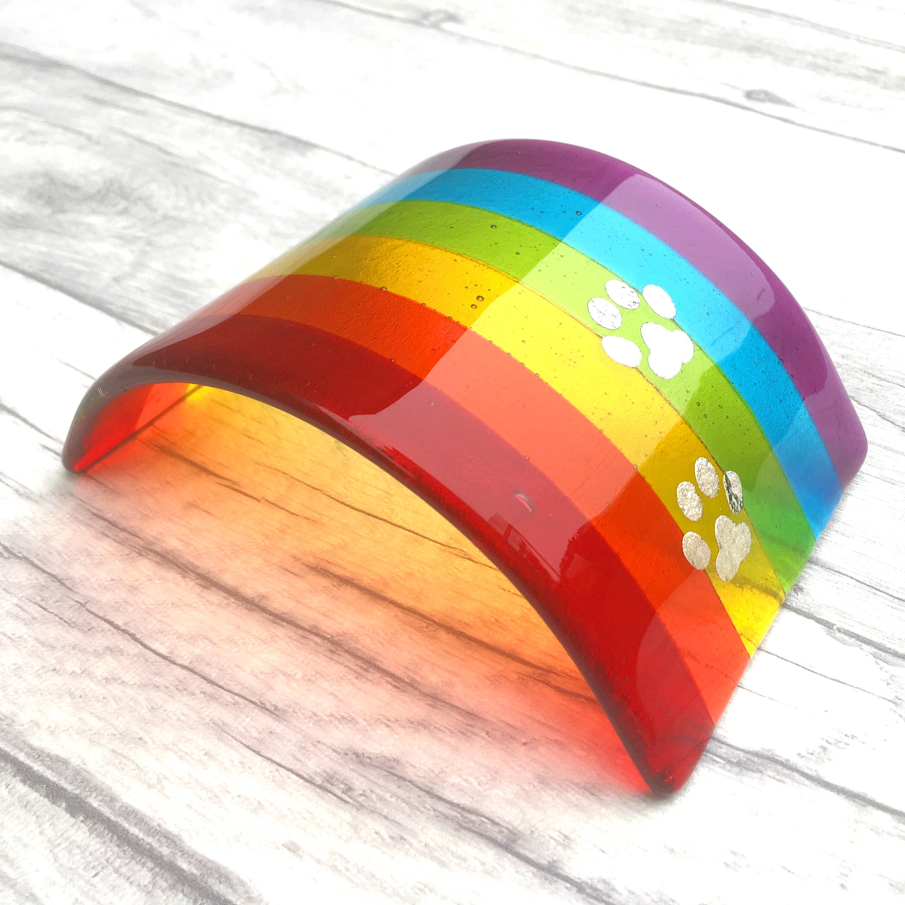 Glass Rainbow Bridge, Fused Glass Pet Memorial, Pet Loss Keepsake, Do…