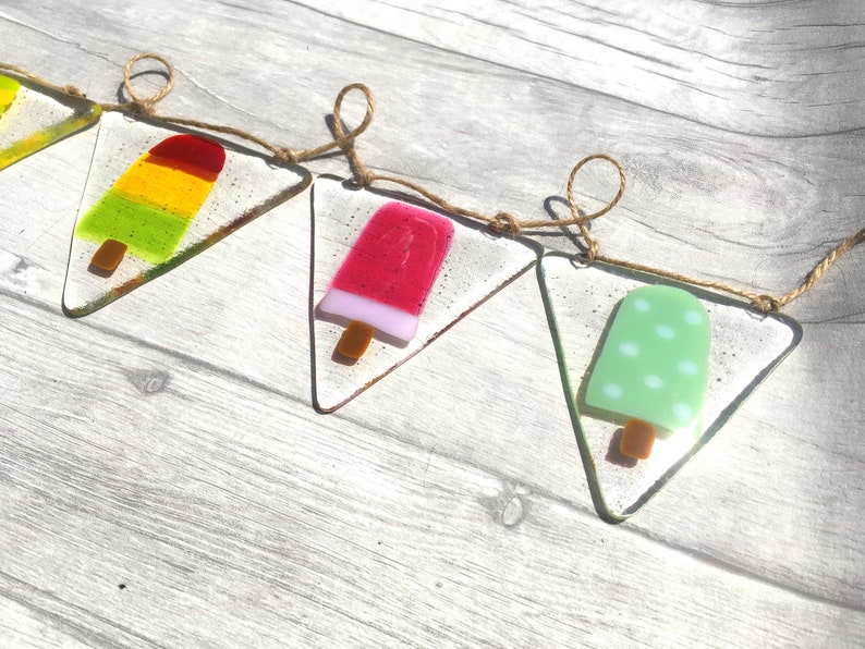 Ice Lolly Bunting Fused Glass Art Beach Decor Ice Lolly Etsy