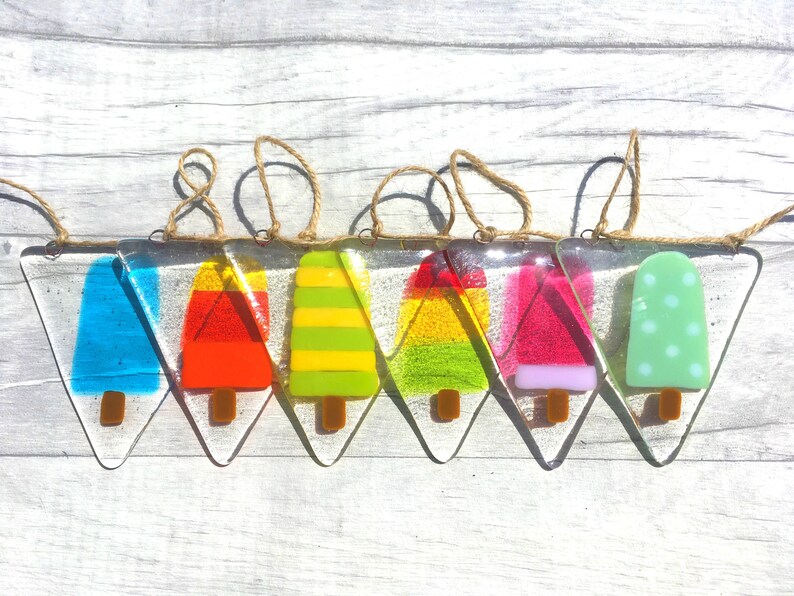 Ice Lolly Bunting Fused Glass Art Beach Decor Ice Lolly Etsy