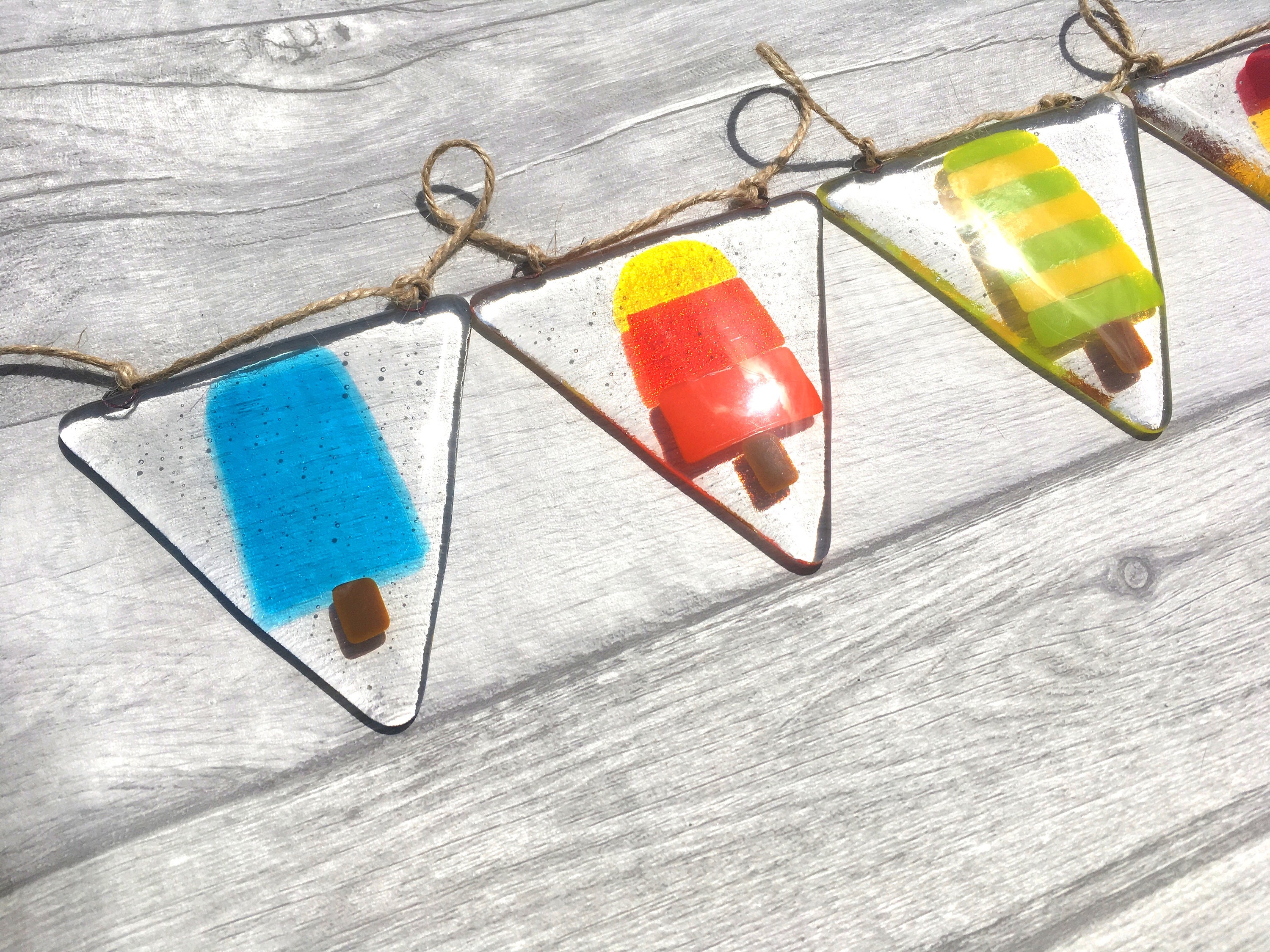 Ice Lolly Bunting Fused Glass Art Beach Decor Ice Lolly Etsy