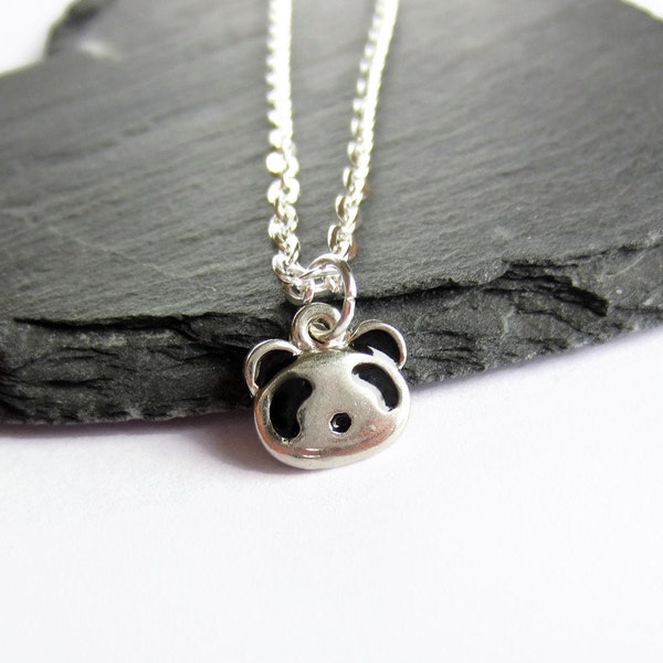 Kleine Silber Panda Halskette - Süßer Panda Bär Anhänger - Panda Schmuck - Panda Liebhaber Geschenk - Mädchen Halskette - versilbert