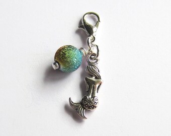 Mermaid Planner Charm - Travelers Notebook Clip On Charm - TN Charm - Purse Charm - Journal Decoration - Planner Decoration - Zipper Pull