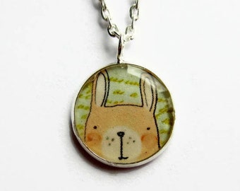 Cute Rabbit Necklace ~ Handcrafted Bunny Necklace ~ Woodland Animal Pendant ~ Gift for Rabbit Owner ~ Resin Charm Necklace