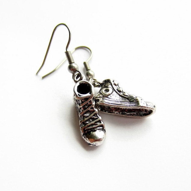 Sneaker Earrings Trainer Earrings Silver Shoe Earrings Etsy