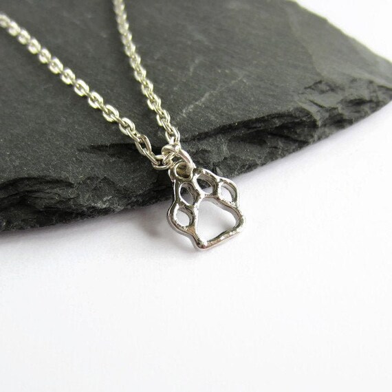 Silver Paw Necklace Print Dog Pendant - Silver Paw Pendant Necklace Silver Paw Necklace Print Dog Pendant - Silver Paw Pendant Necklace