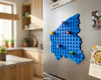 Modulaire koelkastmagneet België en Provincies - Lego compatibel - personaliseerbaar cadeau - West-Vlaanderen, Limburg, Brussel - 3D-print