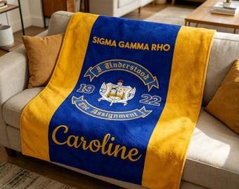 Spersonalizowany koc Sigma Gamma Rho, miękki pled, spersonalizowana nazwa SGRho Gift