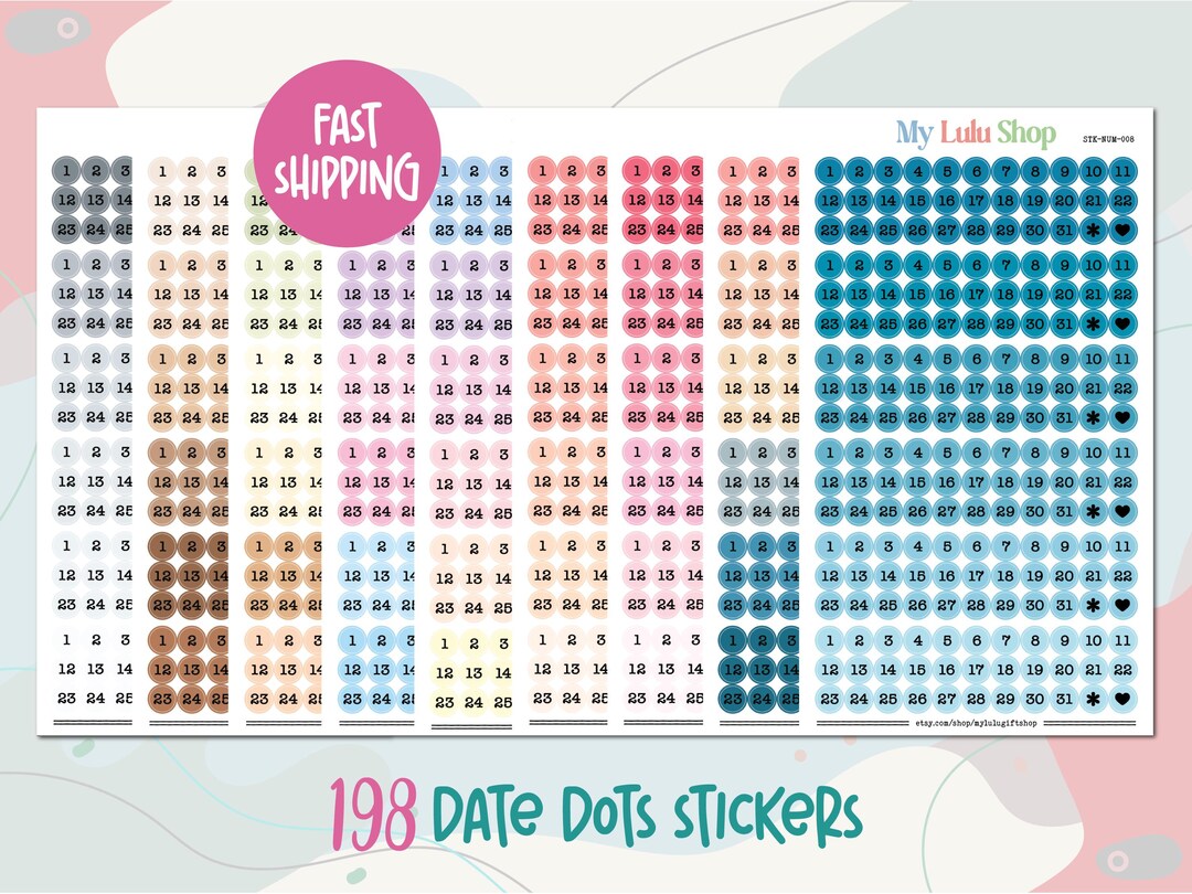 Date Dot Planner Stickers, Calendar Journal Stickers, 192 Count - Etsy